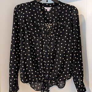 Candies sheer blouse lace-back XS